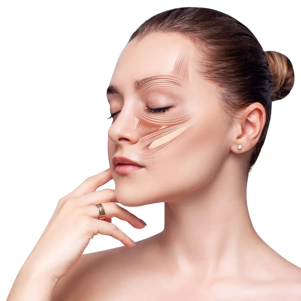 Diagnóstico facial na cirurgia de implantes dentários para avaliar músculos, estrutura óssea e harmonia do sorriso.